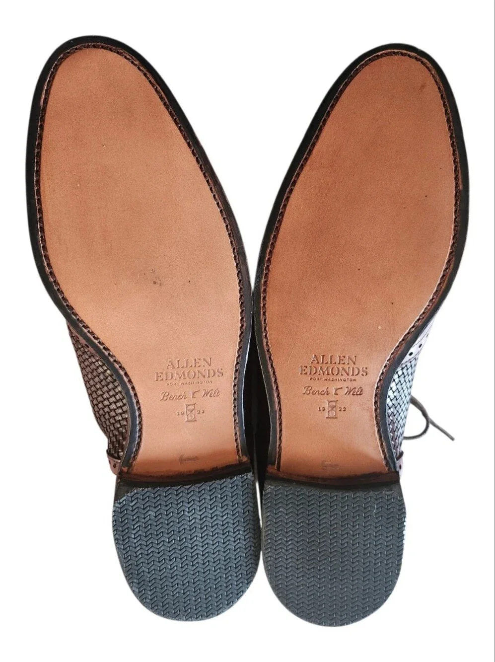 Vintage Allen Edmonds Hampstead 1968 Woven Leather Wingtip Oxfords Men's 10.5 D
